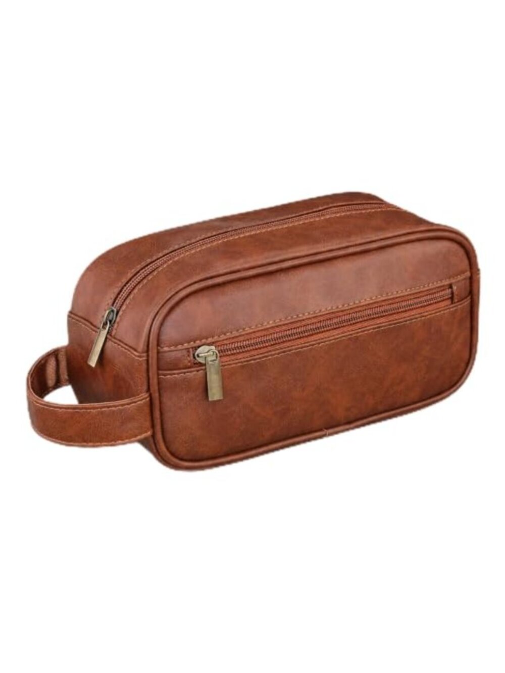 Mens Toiletry Bag PU Leather Water Resistant Shaving Travel Organizer Grooming